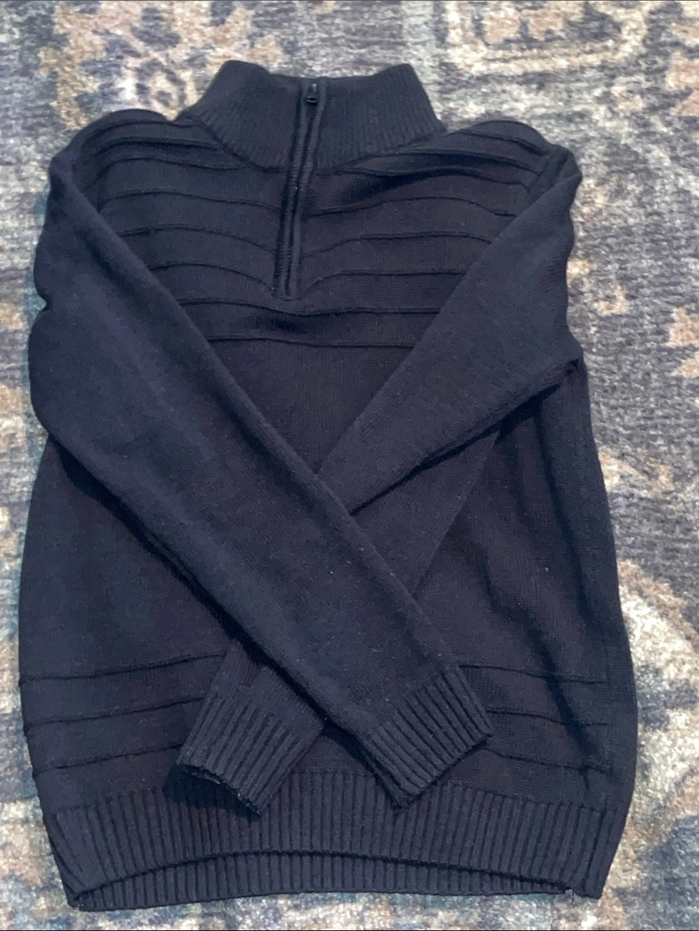 Classic Half-Zip Knit Sweater - Black